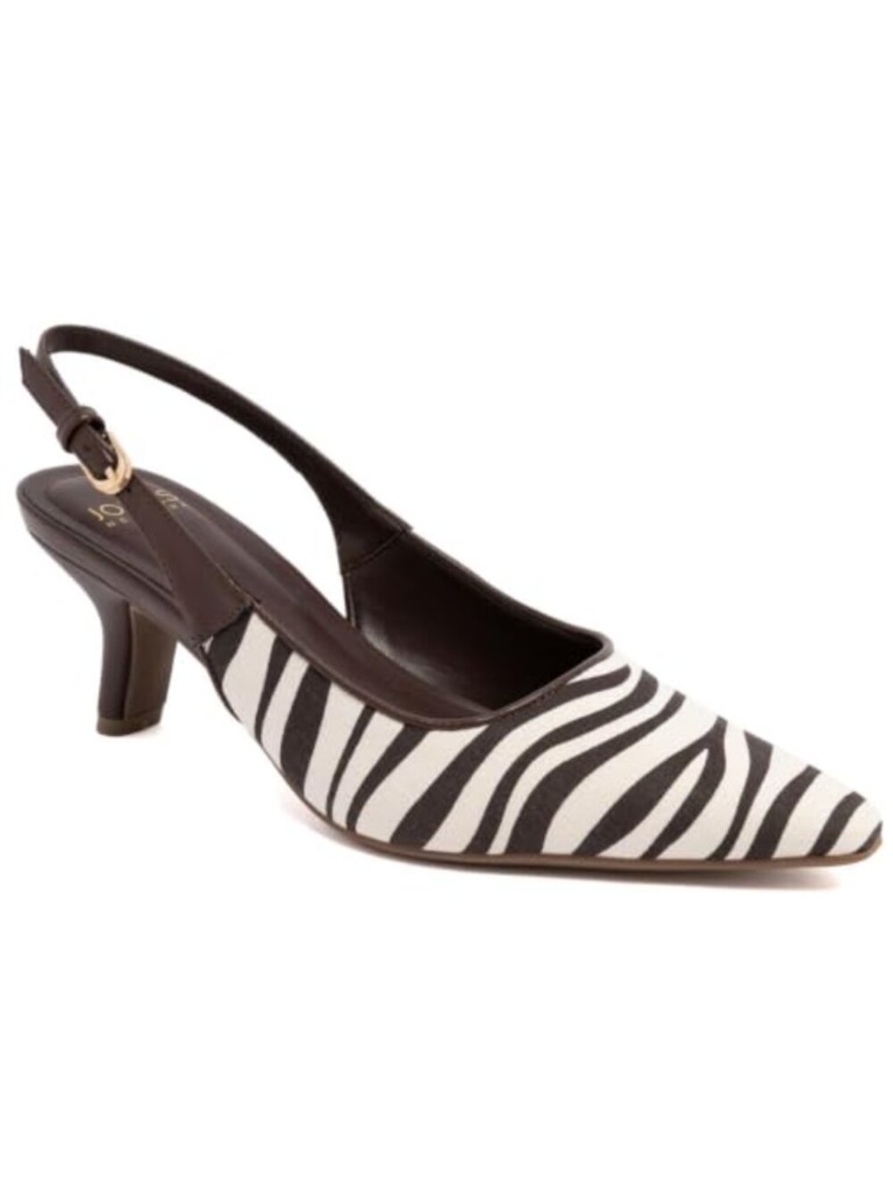 Women's Pointed Toe Slingback Kitten Heels, Adjustable Buckle Dress Pumps, Low